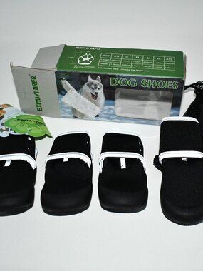 EXPAWLORER Dog Shoes, Small Dogs, Hot Pavement Boots, Black, Size MED, Set of 4,